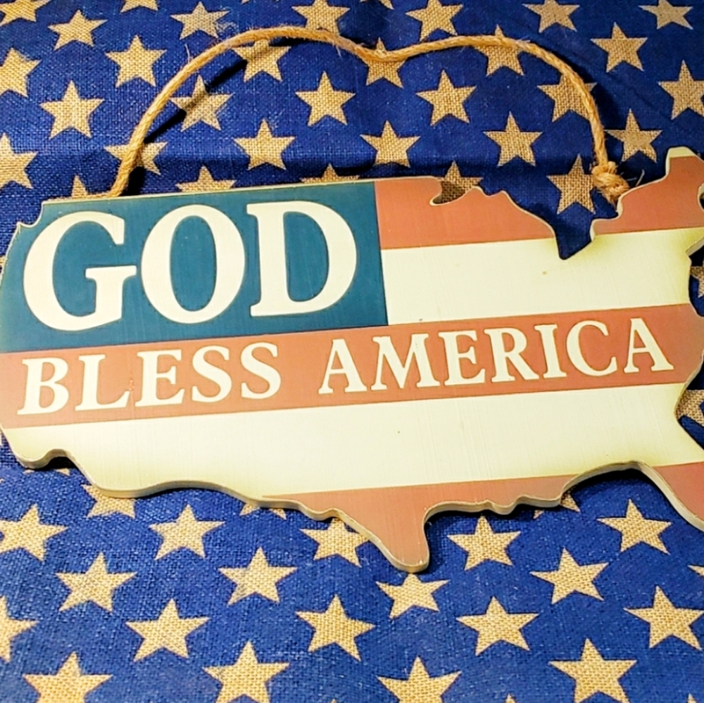 God Bless America wooden sign